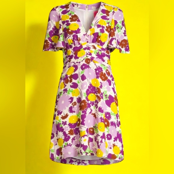 Kate Spade Floral Plissé A-Line Swing Dress Size 6 - Picture 5 of 10